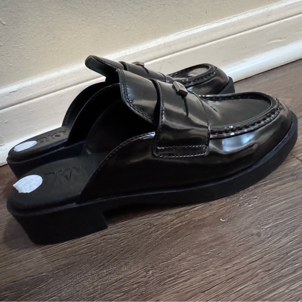 DKNY Black Leather Mules
